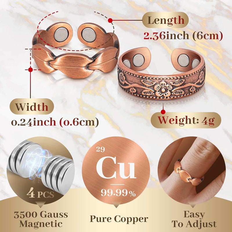 Auramag Copper Band for Women, Magnetic Bands with 3500 Gauss Magnets, 99.99% Pure Copper Jewelry with Gift Box - Image 4